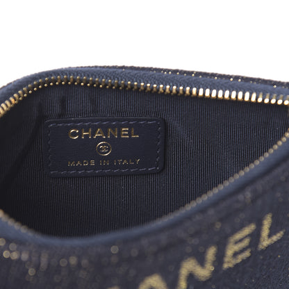 Chanel Lurex Canvas Deauville Cosmetic Pouch Navy Blue Gold 6 of 8
