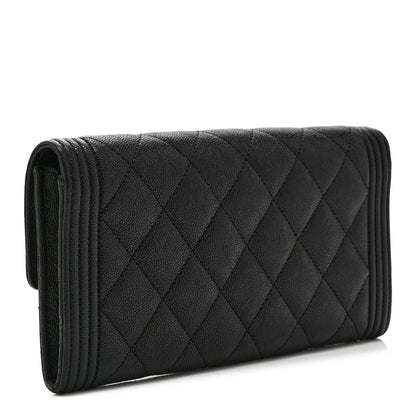 Chanel Caviar Quilted Large Boy Gusset Flap Wallet Black 3 of 11