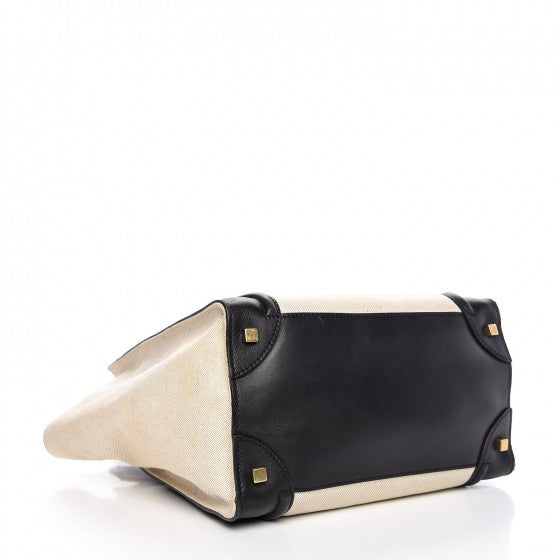 Celine Natural Canvas Smooth Calfskin Mini Luggage Cream 4 of 14