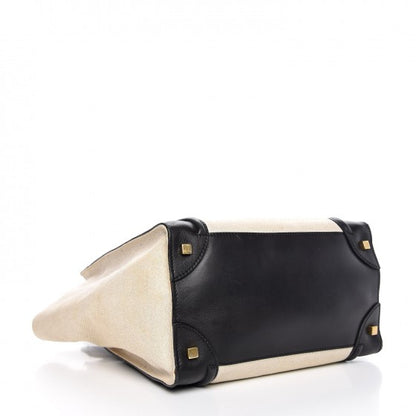 Celine Natural Canvas Smooth Calfskin Mini Luggage Cream 4 of 14