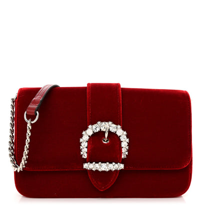 Jimmy Choo Velvet Crystal Cheri Wallet on Chain Royal Red 1 of 10
