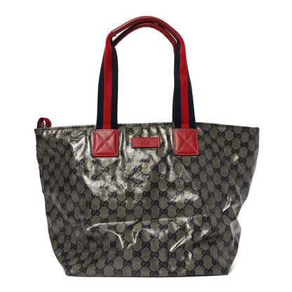Gucci Crystal Monogram Large Web Handle Bucket Tote Red 1 of 12