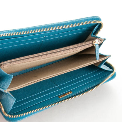 Fendi Zucca Spalmati Vitello Elite Zip Around Wallet Tobacco Turchese 5 of 7