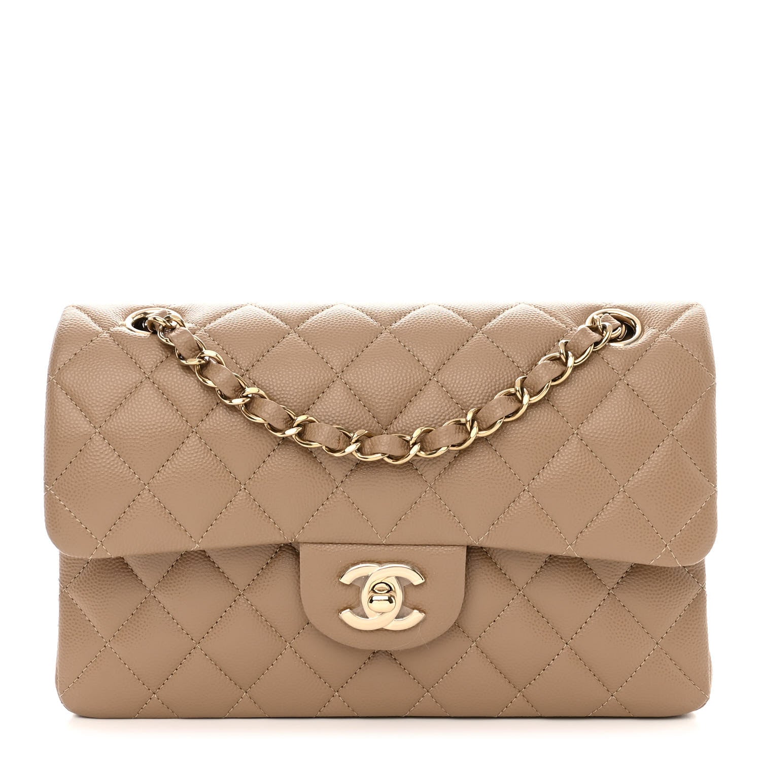 Chanel Caviar Quilted Small Double Flap Dark Beige 1 of 12
