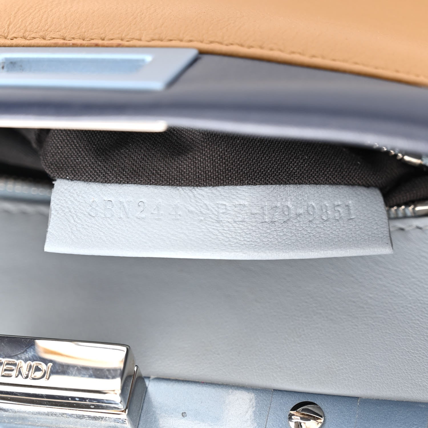 Fendi Nappa Mini Peekaboo Iconic Satchel Beige Blueberry Limone 8 of 14