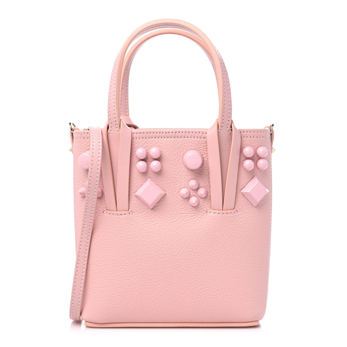Calfskin Empire Spike Studded Mini North South Cabata Tote Rosy