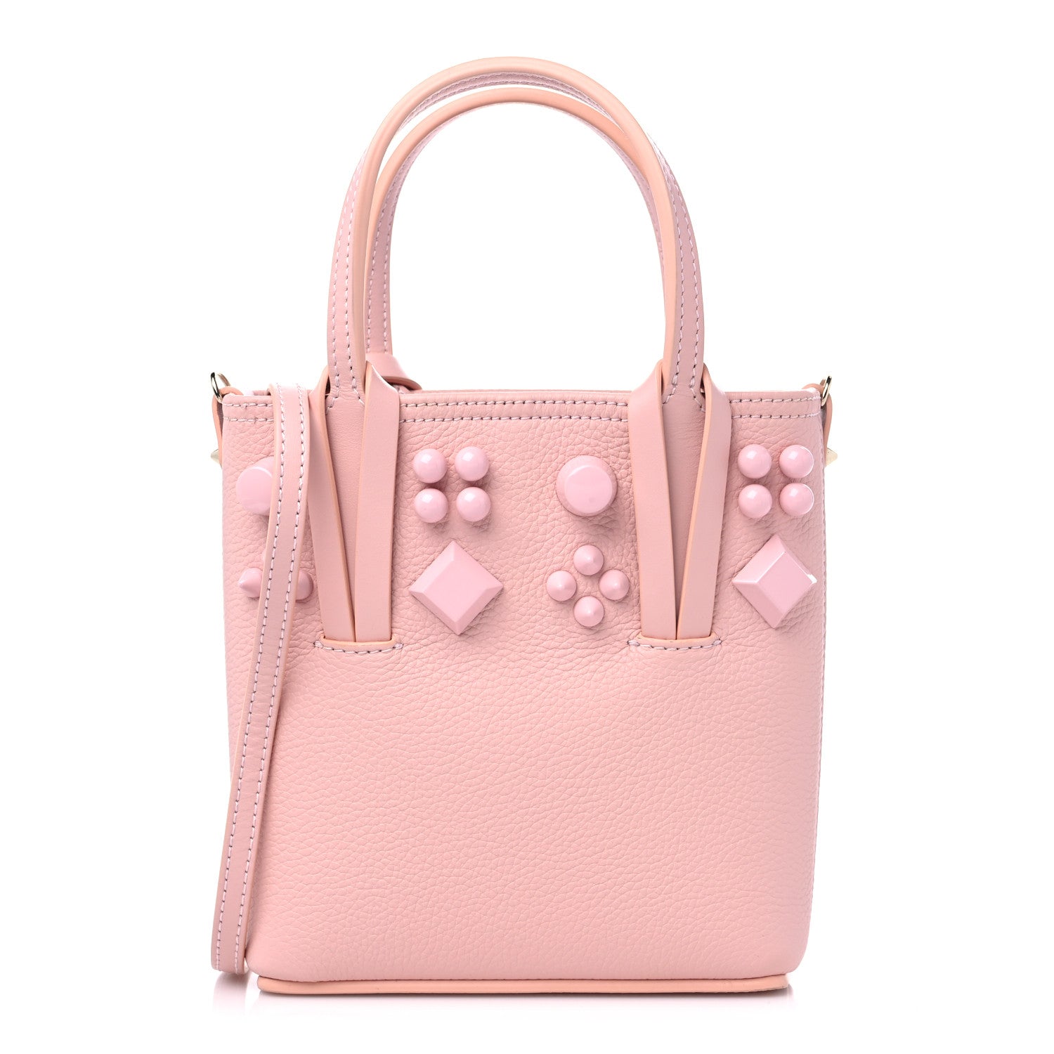 Christian Louboutin Calfskin Empire Spike Studded Mini North South Cabata Tote Rosy 1 of 9