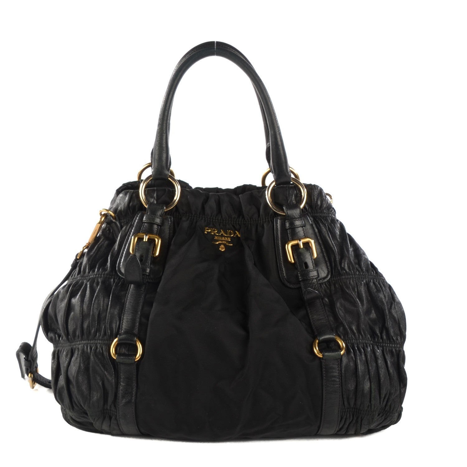 Prada Tessuto Nylon Nappa Gaufre Shoulder Bag Nero Black 1 of 10