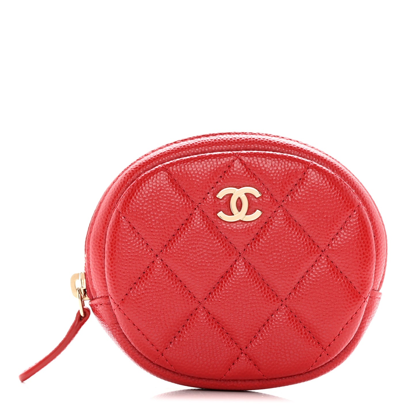 Caviar Quilted Zip Around Classic Coin Purse Red