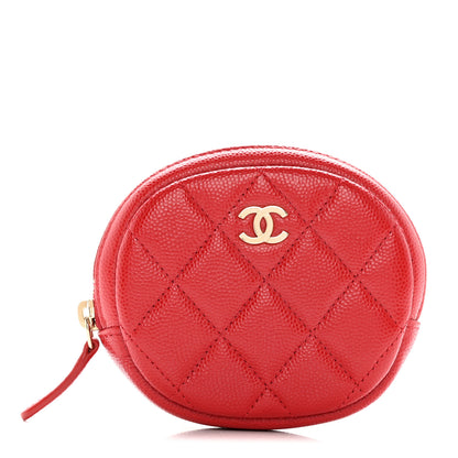Chanel Caviar Quilted Zip Around Classic Coin Purse Red 1 of 8