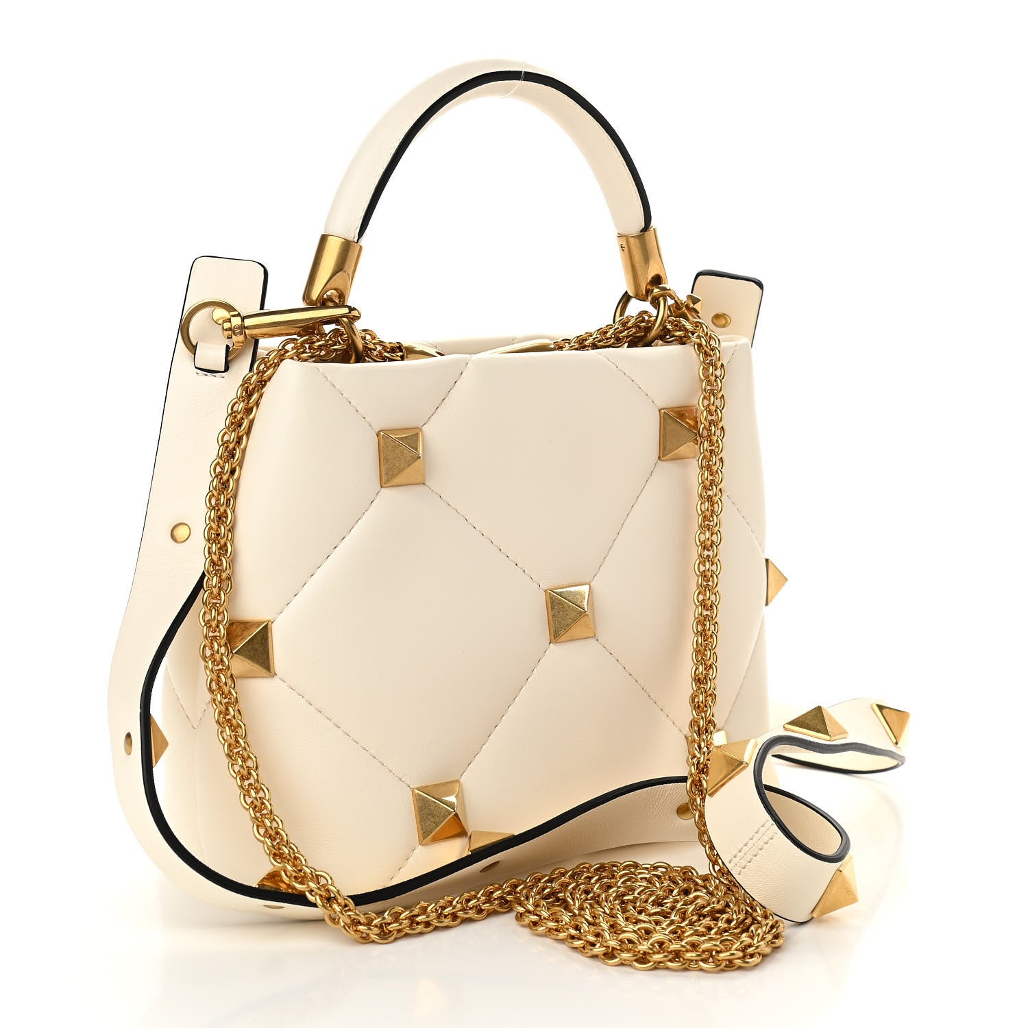 Valentino Garavani Nappa Small Roman Stud The Handle Bag Ivory 3 of 9