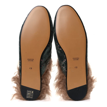 Gucci Velvet GG Monogram Fur Womens Princetown Slippers 40 Avio Dusty Pink 5 of 7