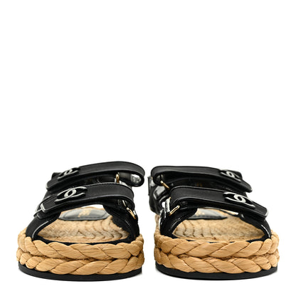 Chanel Mesh Patent Calfskin Velcro Dad Sandals 38.5 Black 2 of 13
