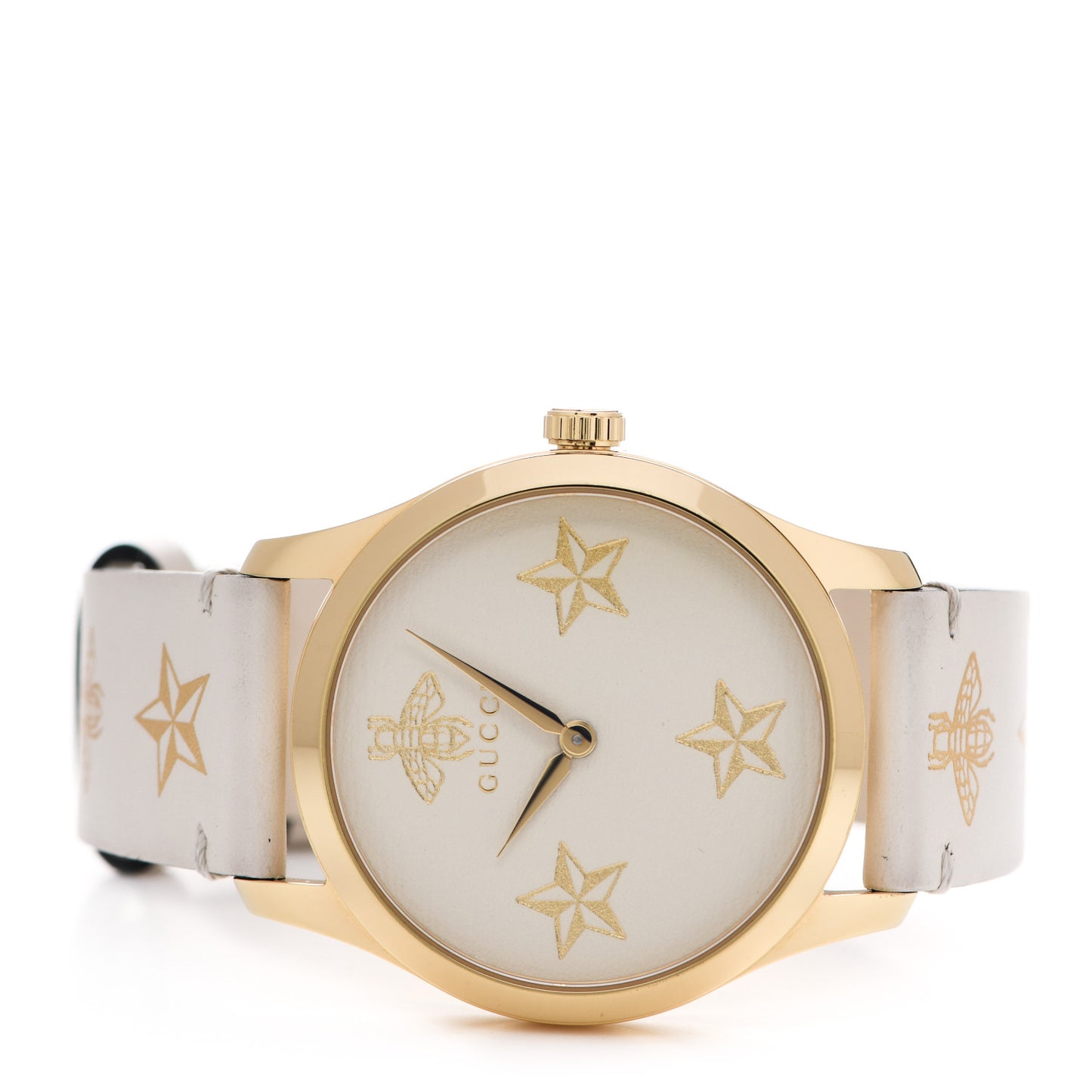 Stainless Steel Calfskin 38mm G-Timeless Bee Star Quartz Watch White