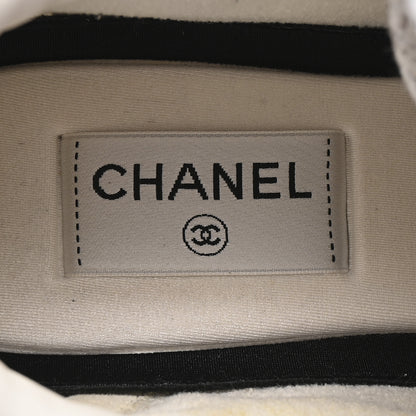 Chanel Painted Iridescent Cotton Tweed Suede Womens CC Sneakers 41 White Silver Multicolor 8 of 10
