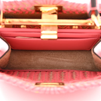 Fendi Vitello King Shiny Nappa Intreccio Petite Peekaboo I SEE U Satchel Pink Dalia 6 of 12
