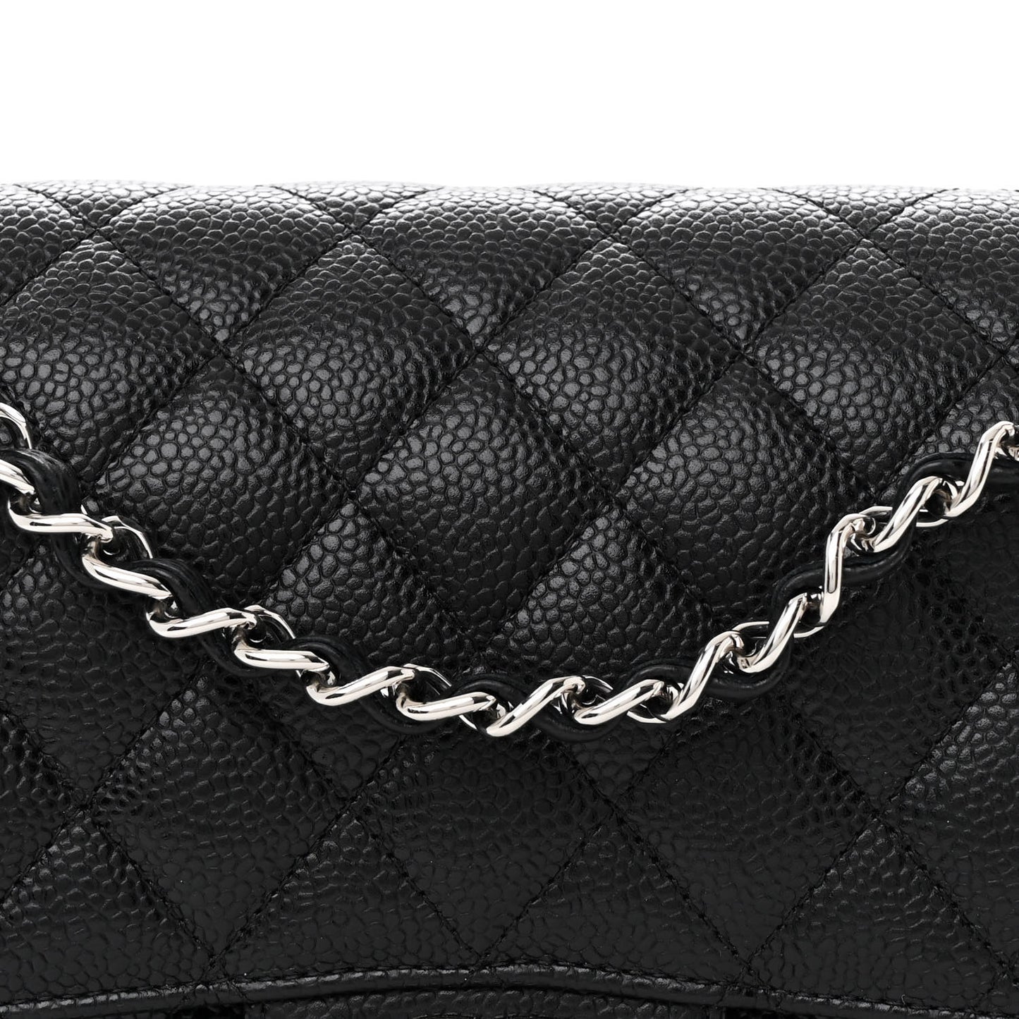 Caviar Quilted Medium Double Flap Black