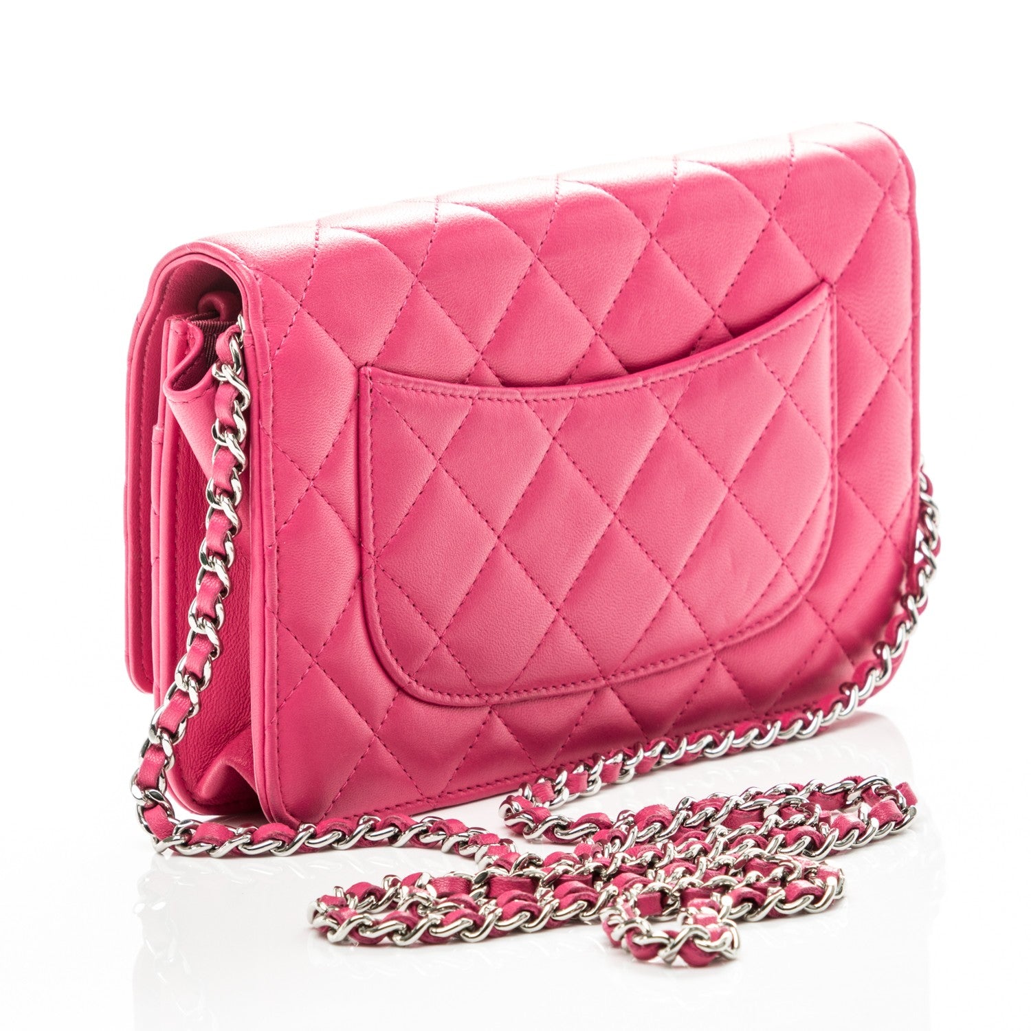 Chanel Lambskin Quilted Wallet On Chain WOC Pink 3 of 7