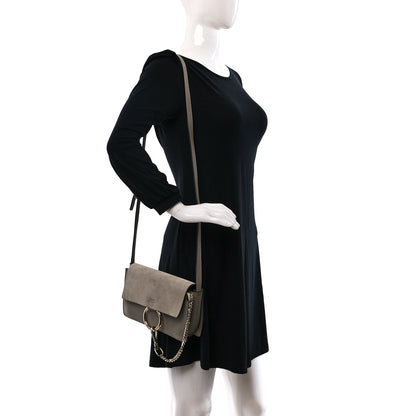 Chloe Suede Calfskin Small Faye Shoulder Bag Motty Grey 2 of 8