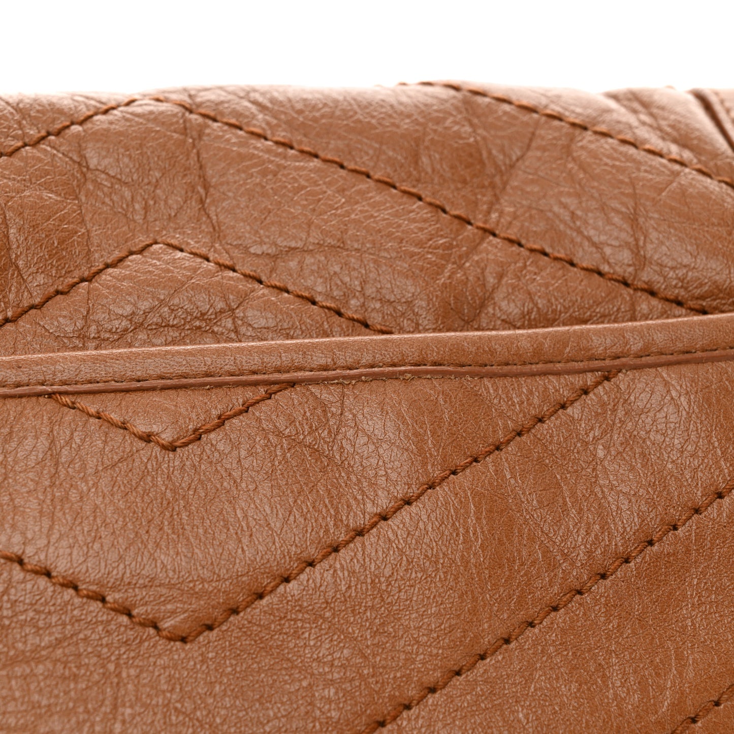 Crinkled Calfskin Matelasse Monogram Medium Niki Chain Satchel Caramel