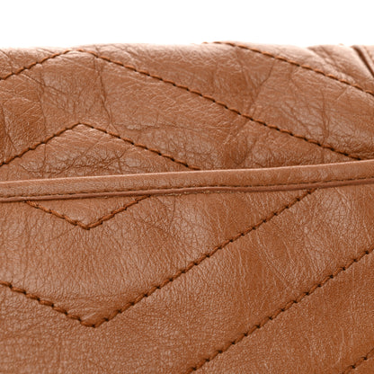 Saint Laurent Crinkled Calfskin Matelasse Monogram Medium Niki Chain Satchel Caramel 12 of 13