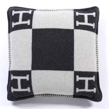 Hermes Wool Cashmere Avalon Pillow PM Ecru Gris Fonce 4 of 6