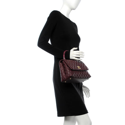 Chanel Caviar Elaphe Quilted Small Coco Handle Flap Burgundy 2 of 9