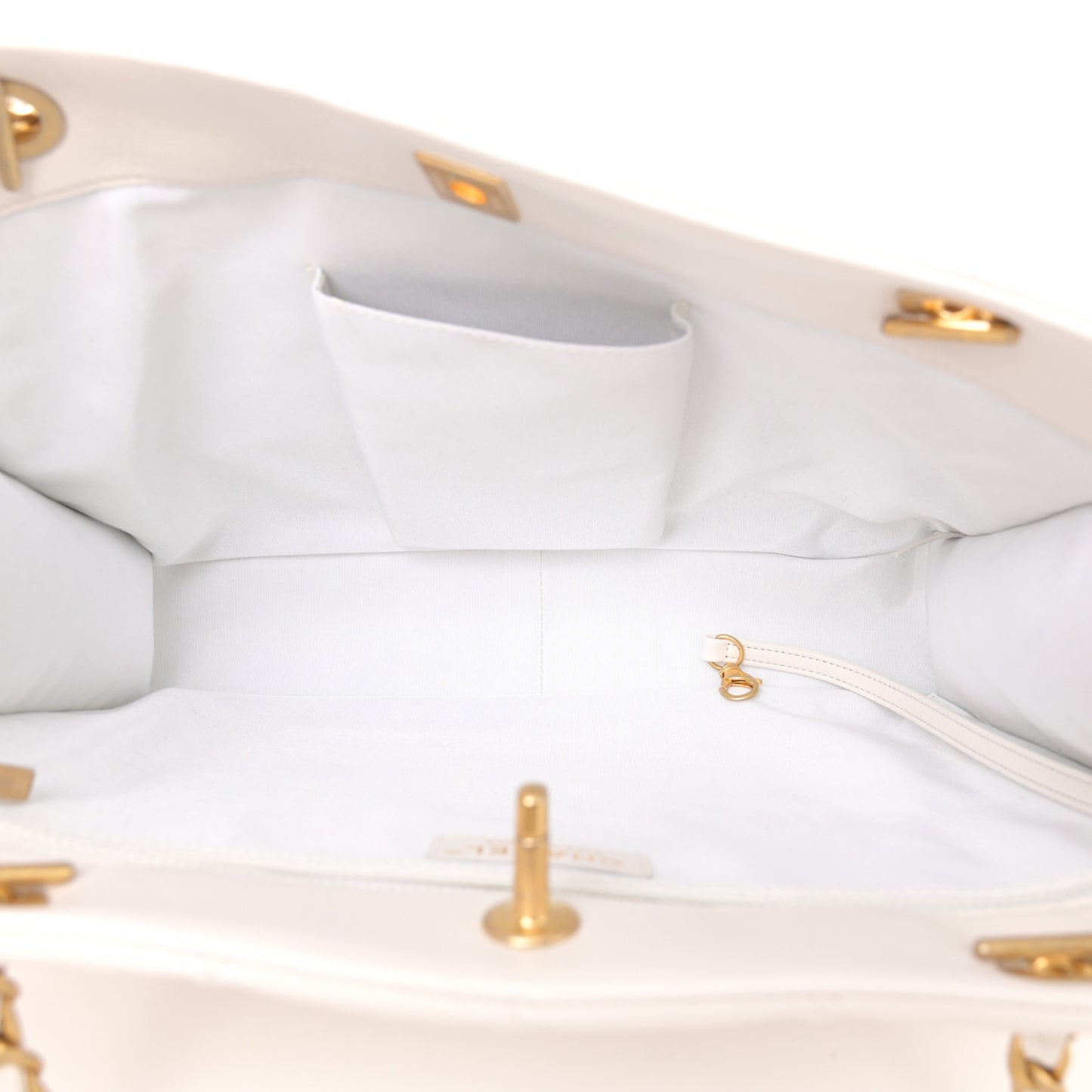 Caviar Quilted Sweet Classic Shopping Tote White