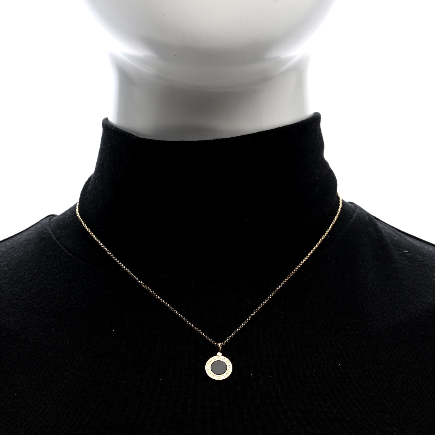 18K Yellow Gold Black Onyx BVLGARI BVLGARI Pendant Necklace