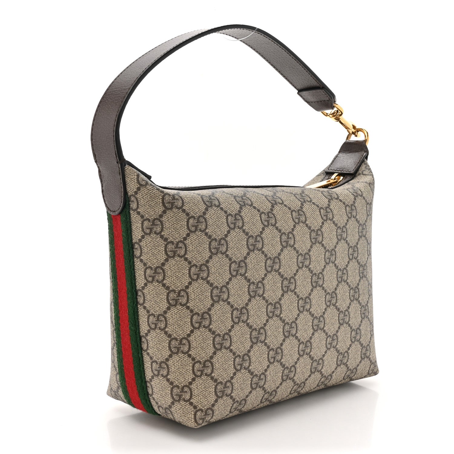 Gucci GG Supreme Monogram Textured Calfskin Web Super Mini Ophidia Shoulder Bag Beige Ebony New Acero 3 of 12