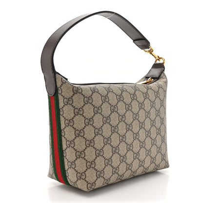 Gucci GG Supreme Monogram Textured Calfskin Web Super Mini Ophidia Shoulder Bag Beige Ebony New Acero 3 of 12