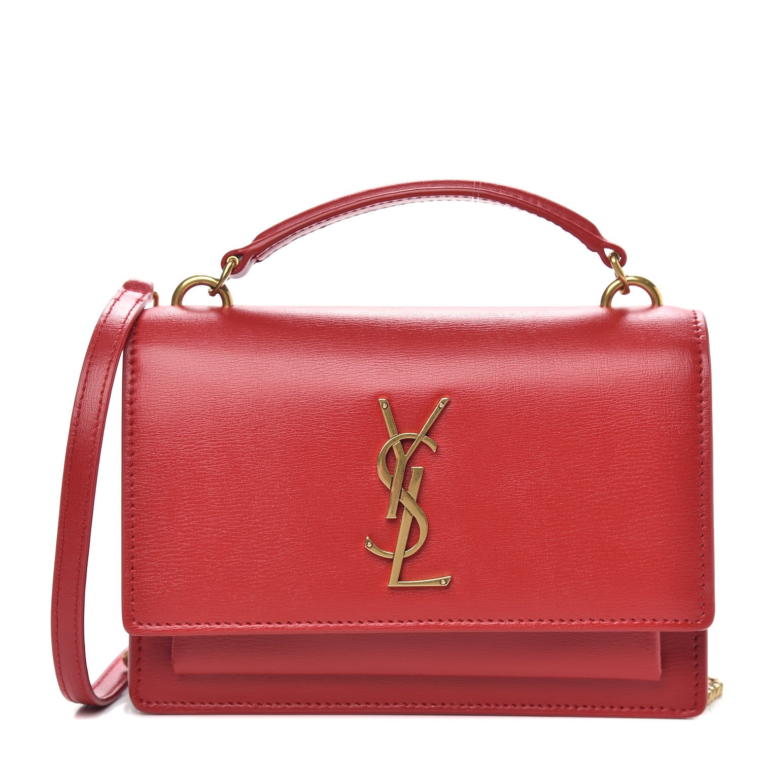 Saint Laurent Calfskin Monogram Sunset Chain Wallet Rosso 1 of 8
