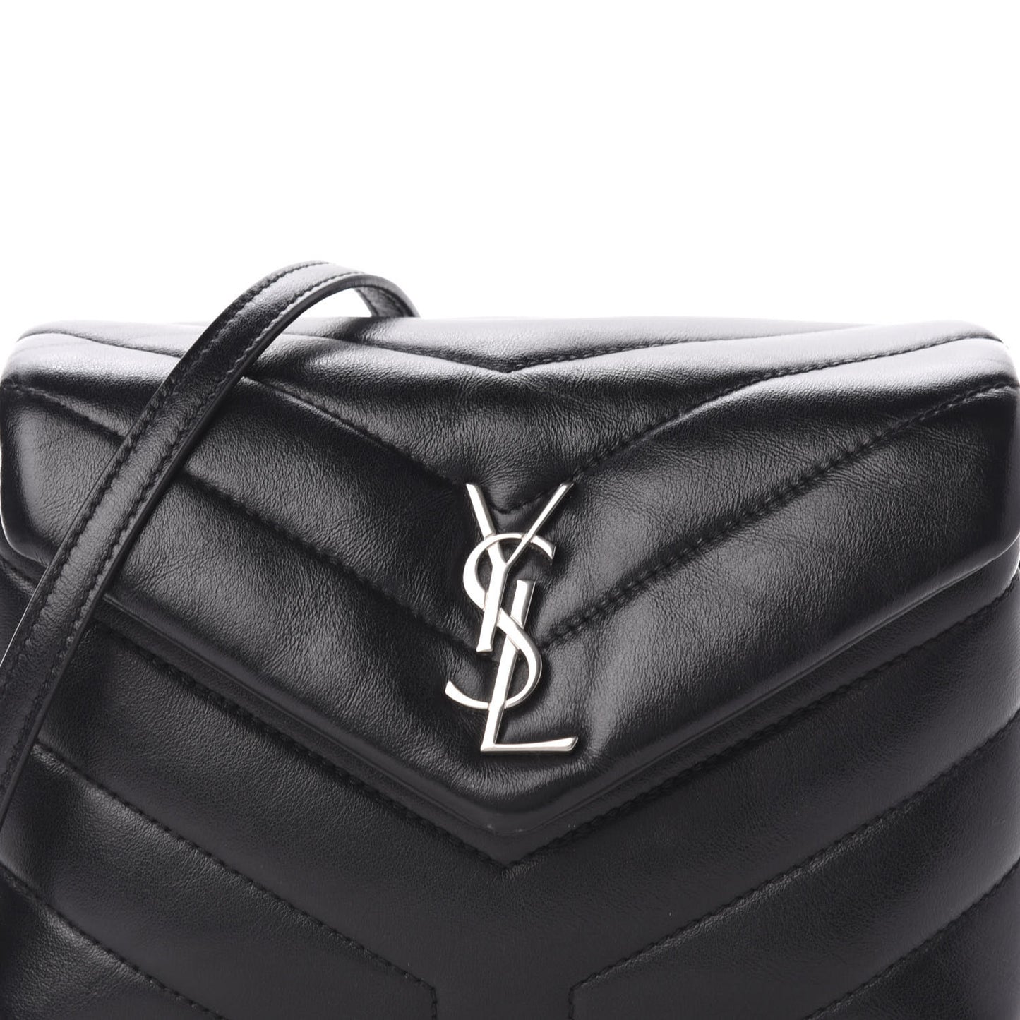 Calfskin Y Quilted Monogram Toy Loulou Crossbody Bag Black