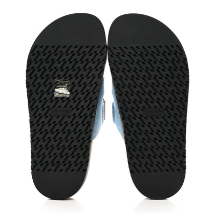 Hermes Denim Calfskin Womens Chypre Sandals 36 Bleu Clair Naturel 5 of 9