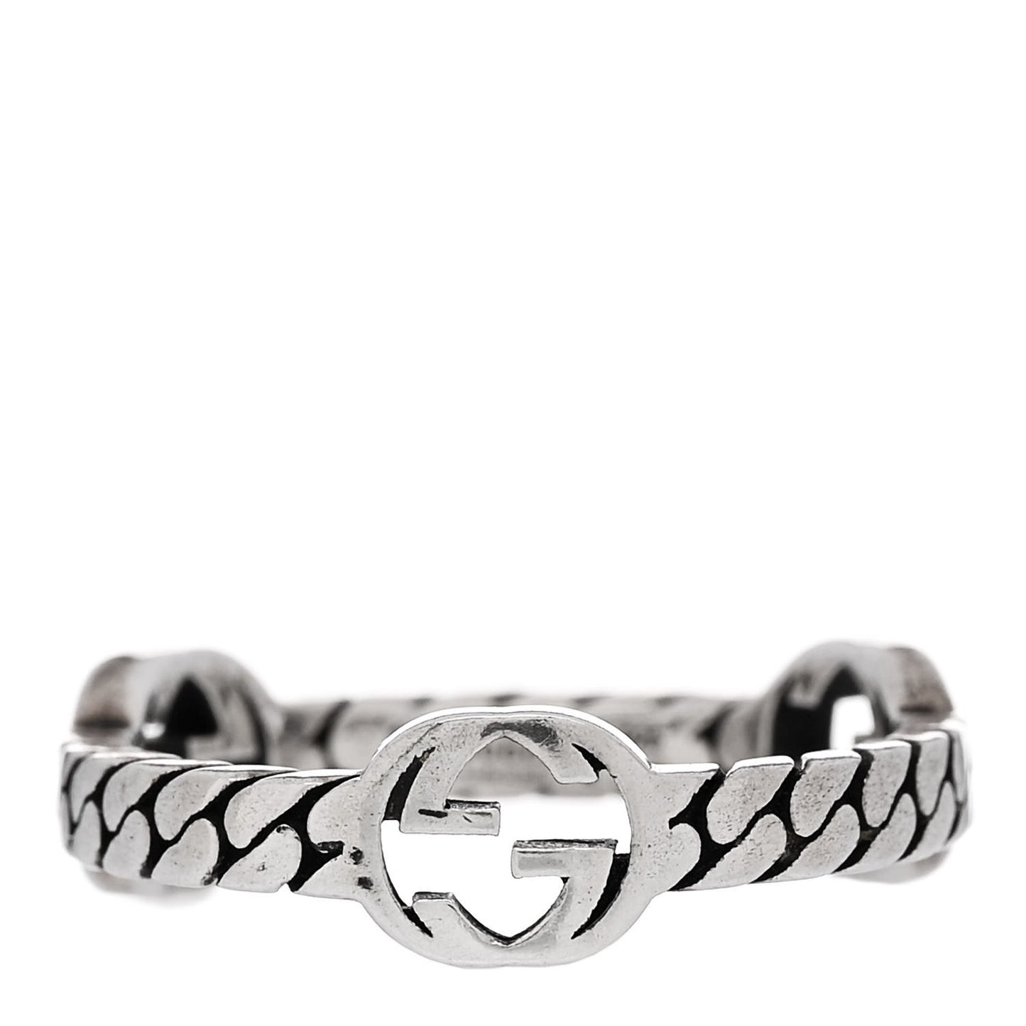 Sterling Silver Interlocking G Chain Ring 50 5.25