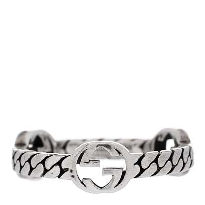 Gucci Sterling Silver Interlocking G Chain Ring 50 5.25 1 of 5