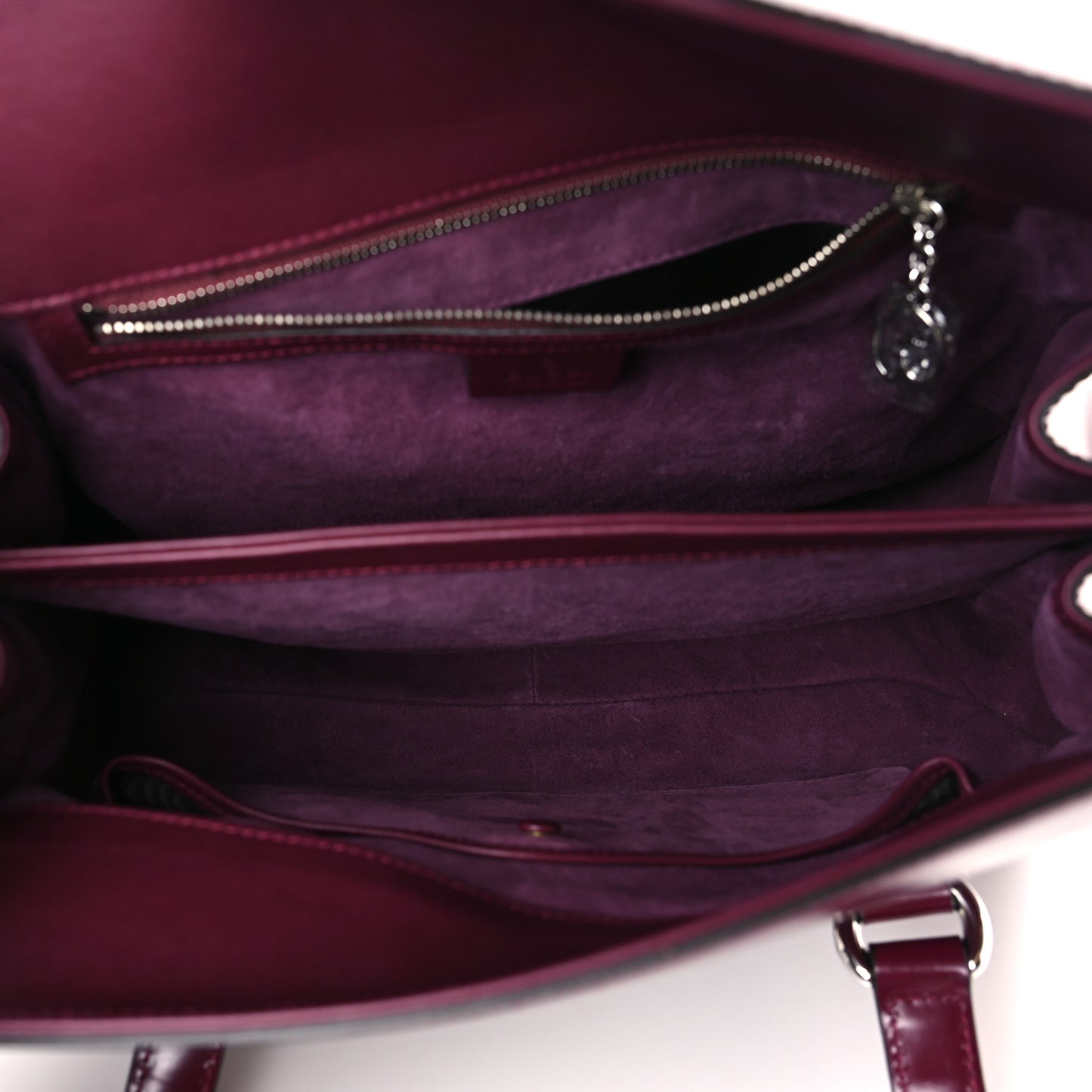 Regent Calfskin Medium Lady Lock Satchel Purple Wine