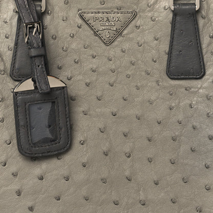 Prada Ostrich Colorblock Medium Galleria Double Zip Tote Grey 7 of 9