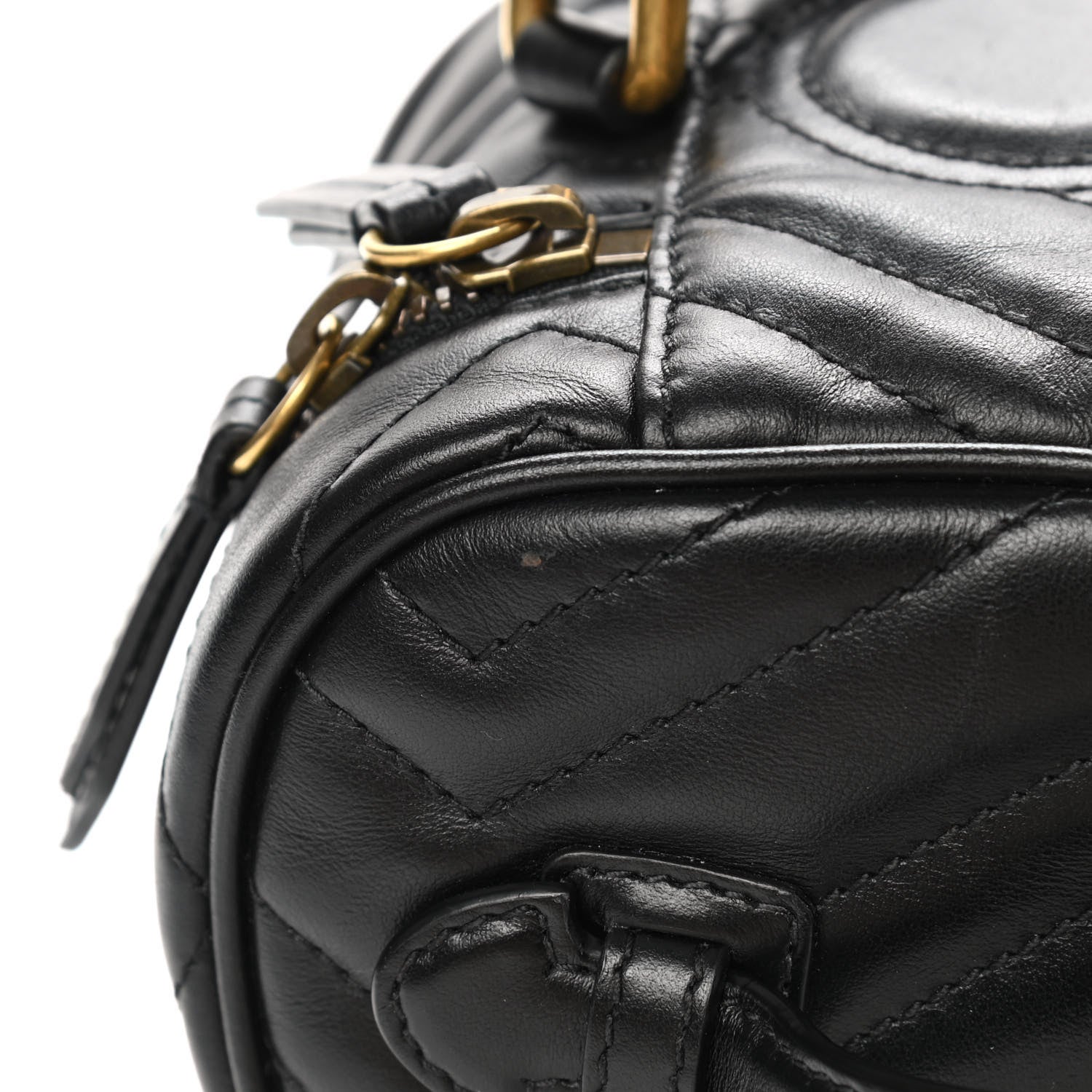 Gucci Calfskin Matelasse Mini GG Marmont Round Backpack Black 11 of 13