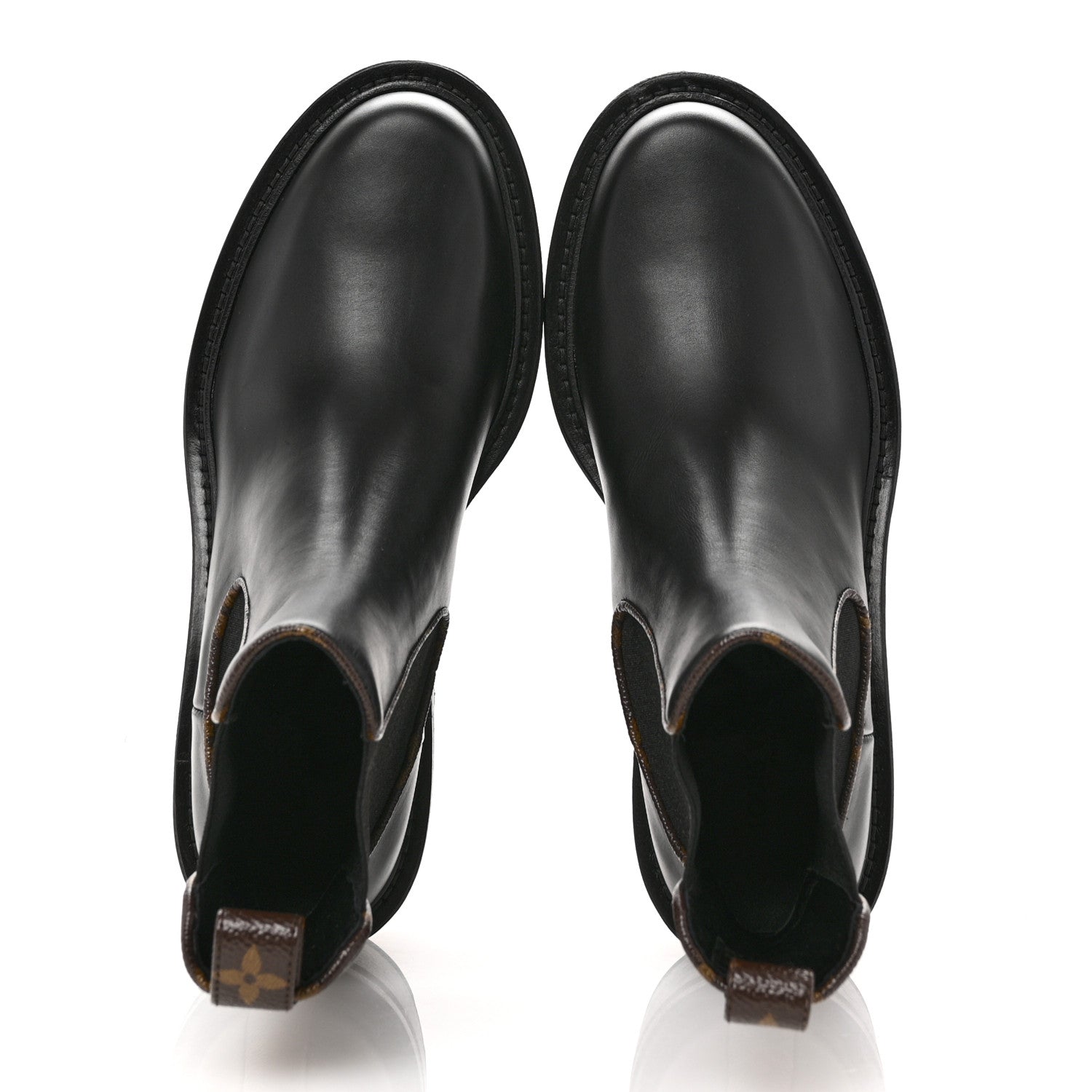Louis Vuitton Calfskin Monogram Beaubourg Ankle Boots 37.5 Black 2 of 8