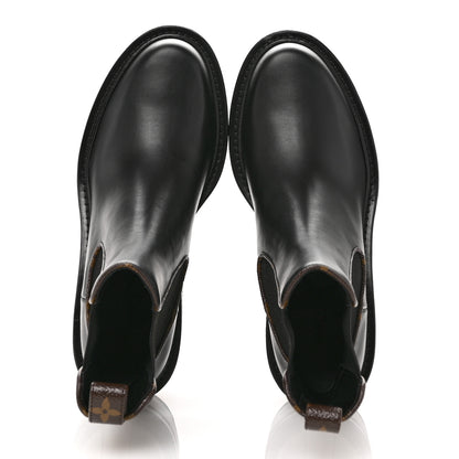 Louis Vuitton Calfskin Monogram Beaubourg Ankle Boots 37.5 Black 2 of 8