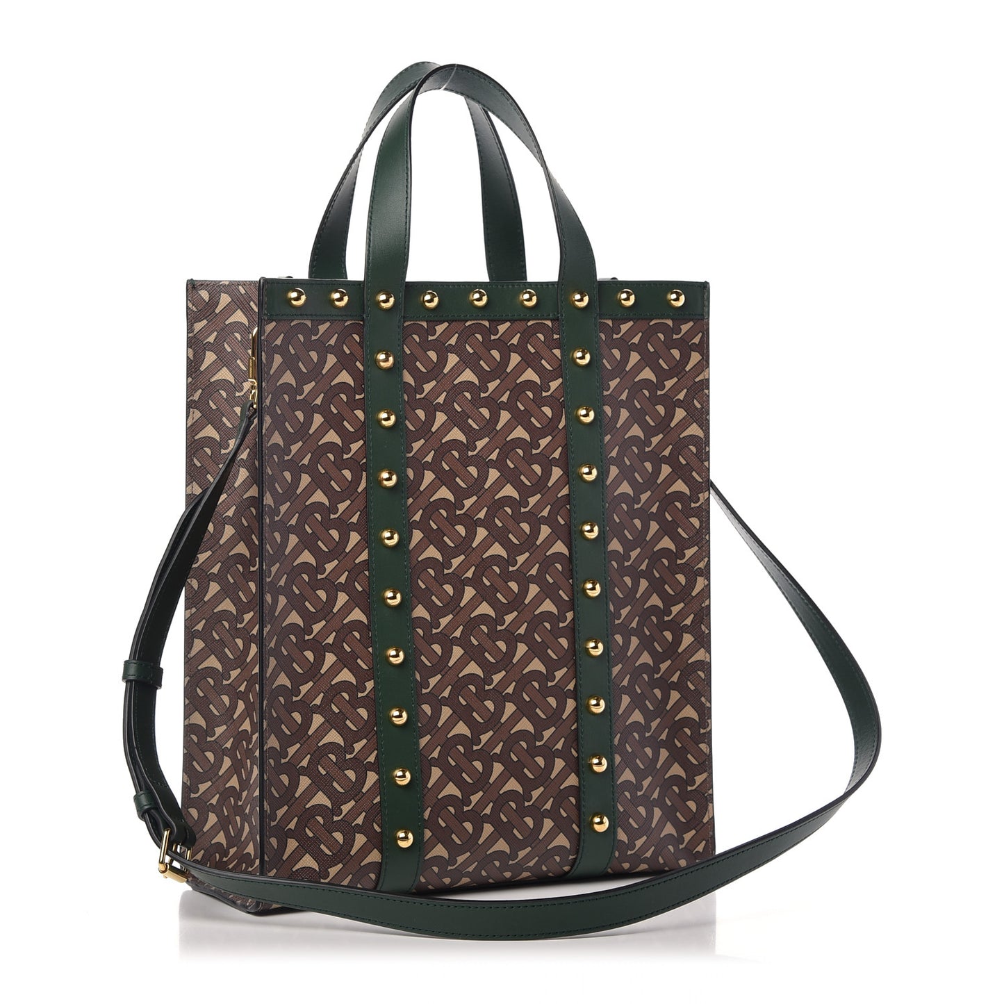 E-Canvas Monogram Studded Medium Portrait Tote Bag