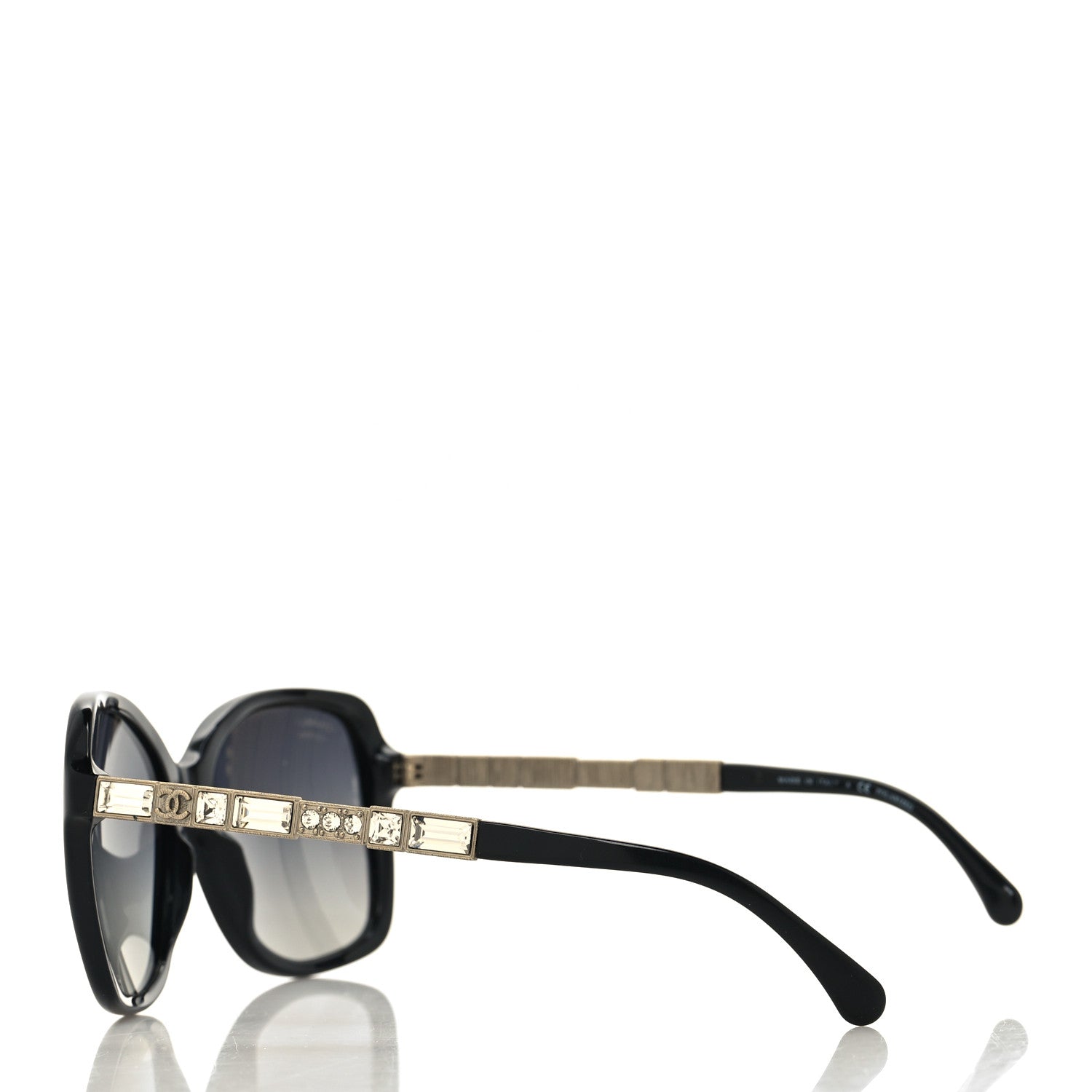 Chanel Crystal Baguette Polarized Square Sunglasses 5308-B Black 3 of 8