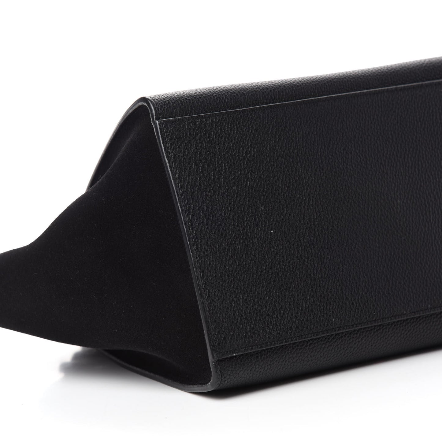 Drummed Calfskin Suede Small Trapeze Black