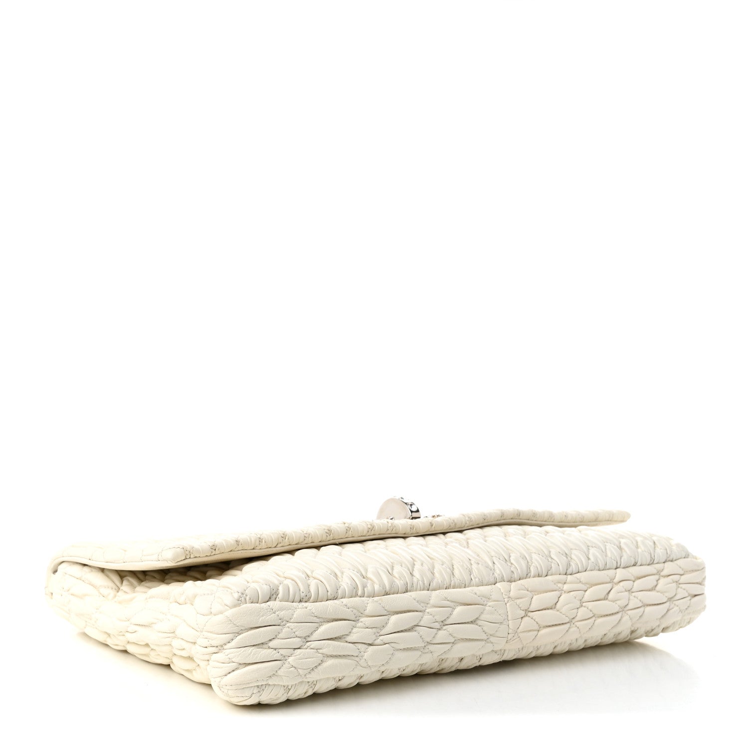 Miu Miu Nappa Matelasse Crystal Flap Clutch White 4 of 10