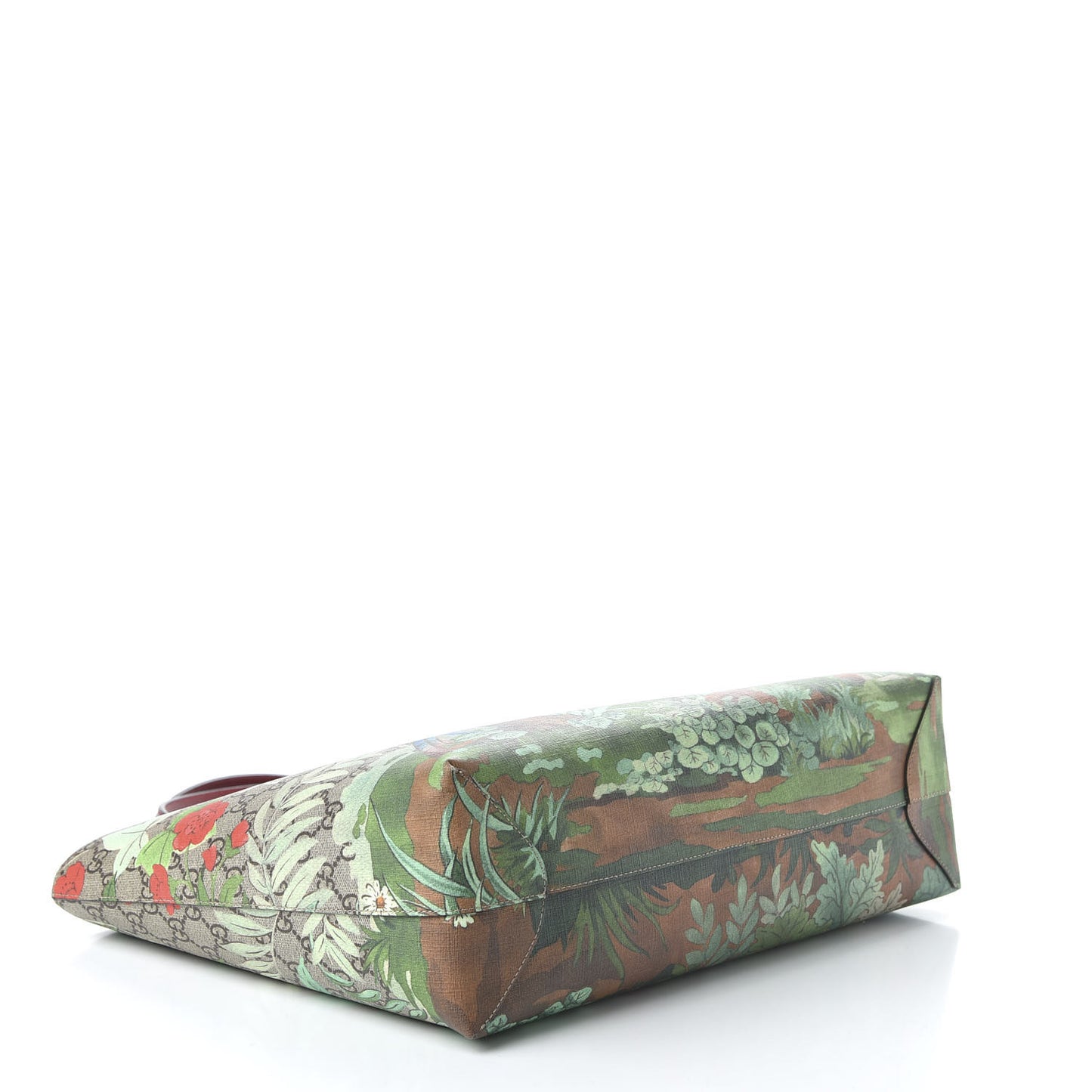 GG Supreme Monogram Tian Medium Shopping Tote Beige Multicolor Red