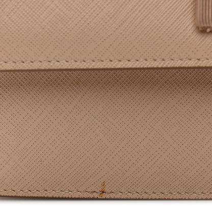 Salvatore Ferragamo Printed Calfskin Vara Bow Chain Flap Crossbody New Bisque 9 of 9