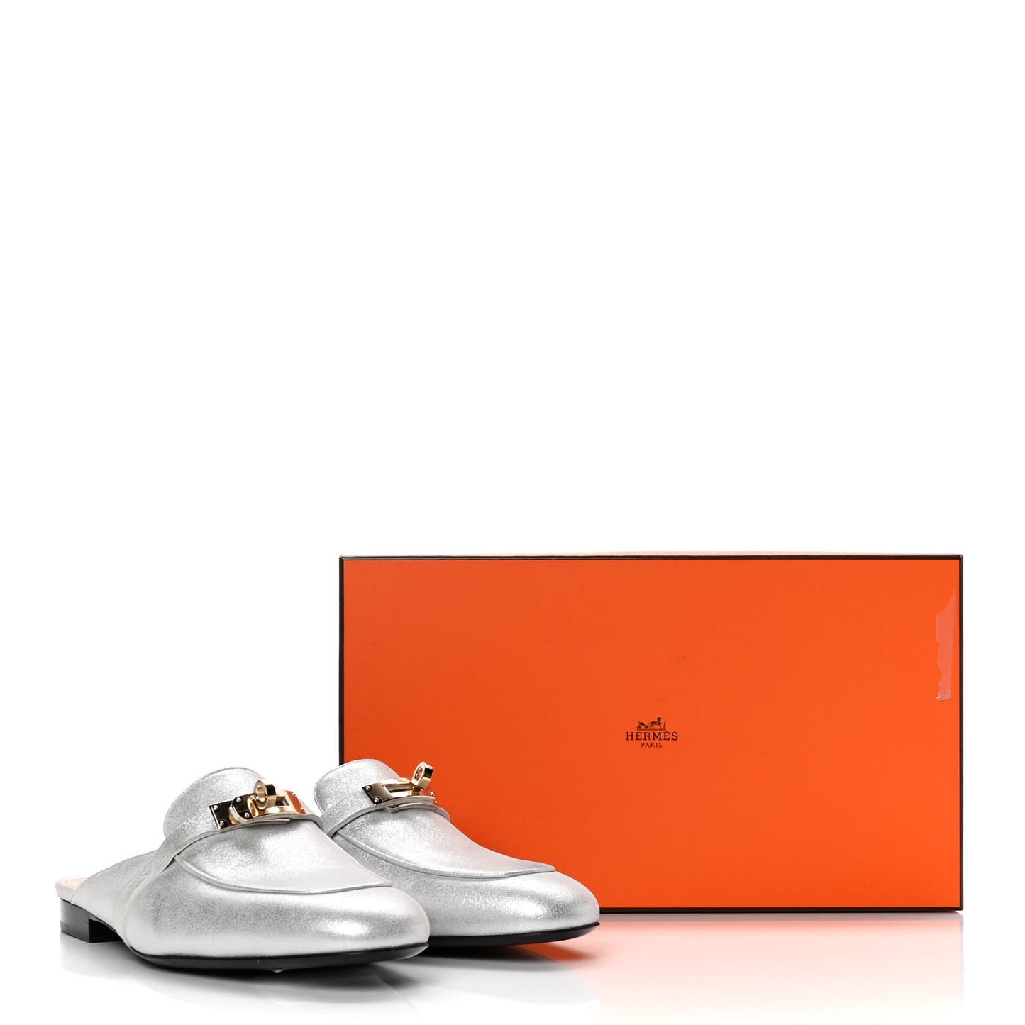 Metallic Velvet Goatskin Oz Mules 38 Gris Argente