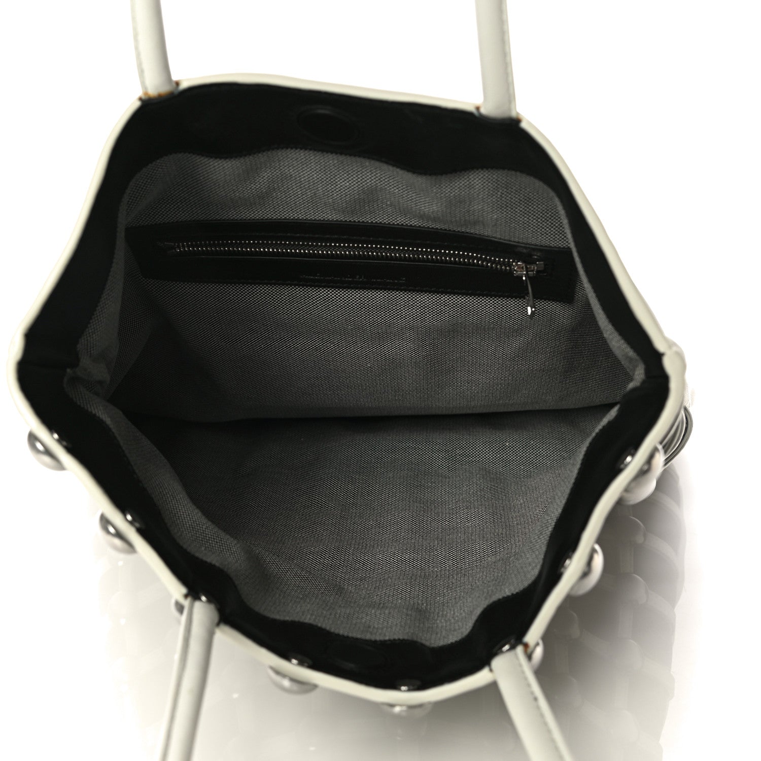 Alexander Wang Calfskin Dome Stud Cage Shopper Tote White Black 5 of 10