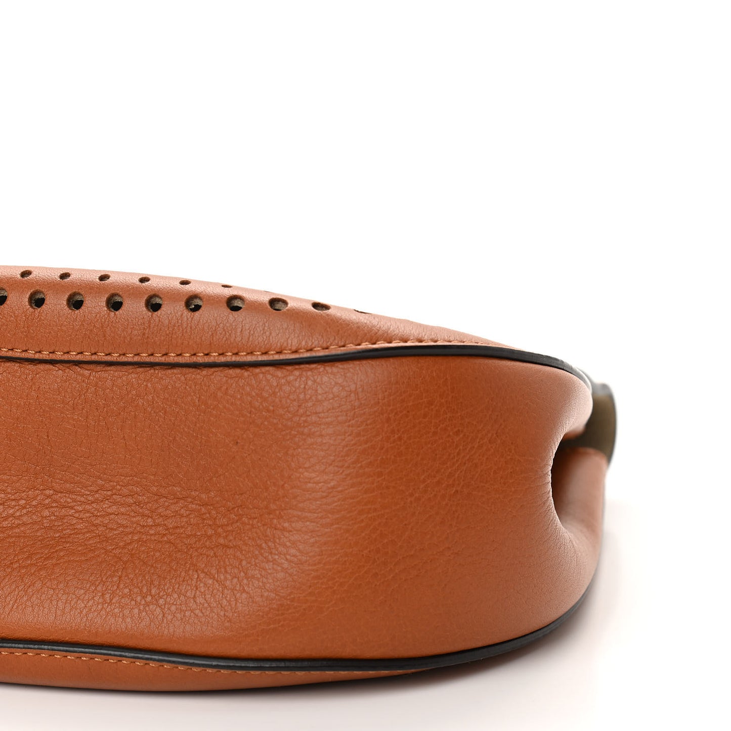 Calfskin Perforated Drew Shoulder Bag Caramel